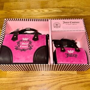 New Women Girls Juice Couture Satchel Crossbody Micro Satchel Crossbody 2pc Set